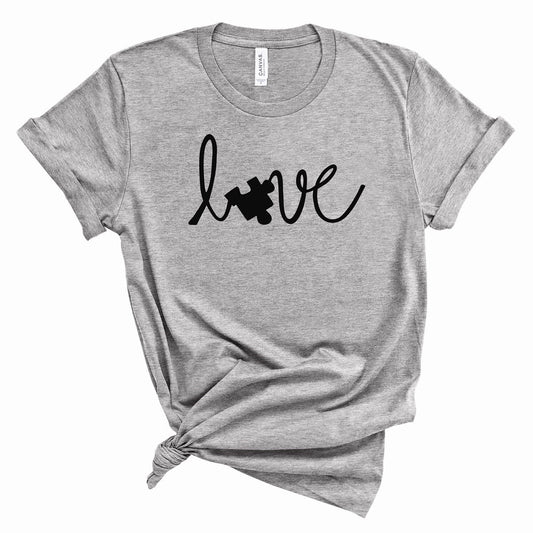 Love With Puzzle Piece T-Shirt or Crew Sweatshirt