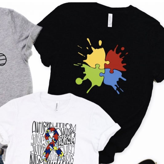 Paint Splatter Puzzle Pieces T-Shirt or Crew Sweatshirt