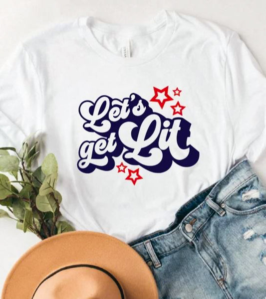Retro Let's Get Lit T-Shirt or Crew Sweatshirt