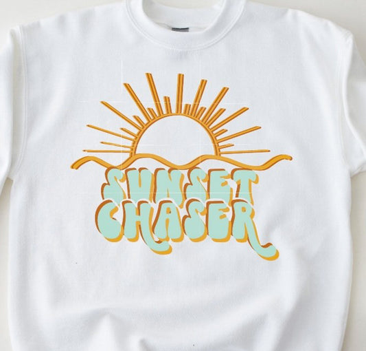 Sunset Chaser With Sun T-Shirt or Crew Sweatshirt