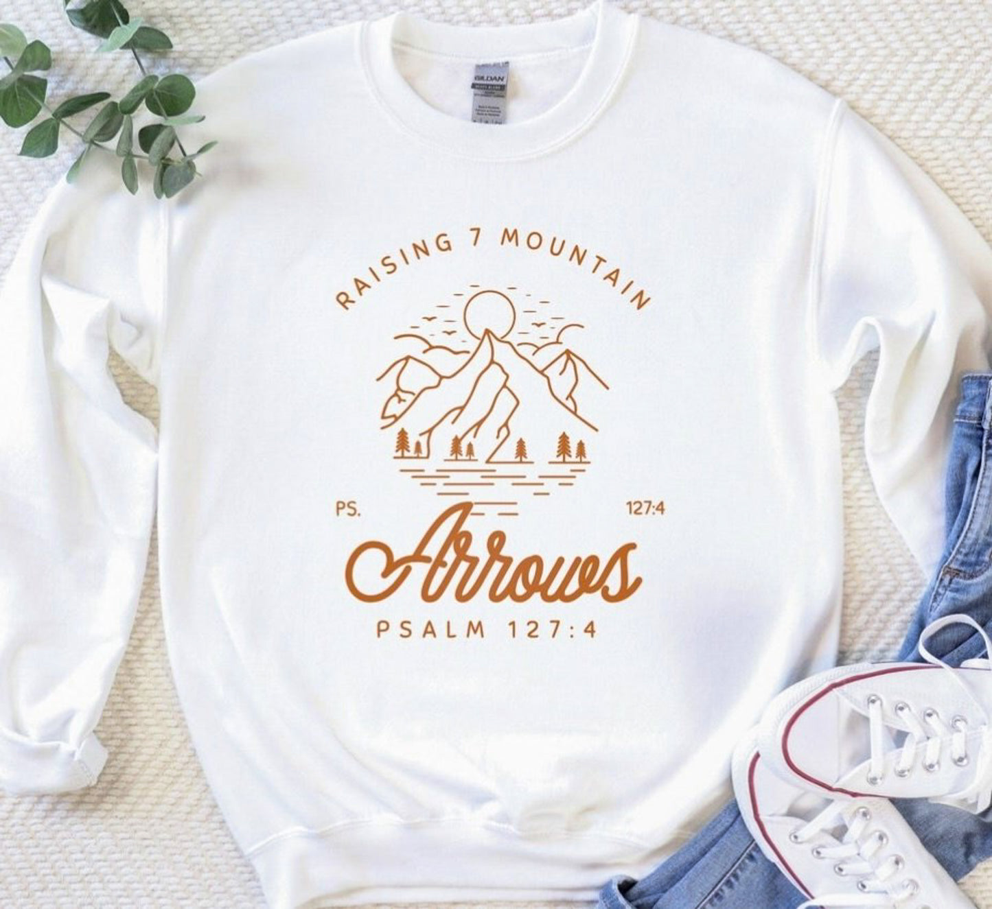 Raising 7 Mountain Arrows Psalm 127:4 Crew Sweatshirt