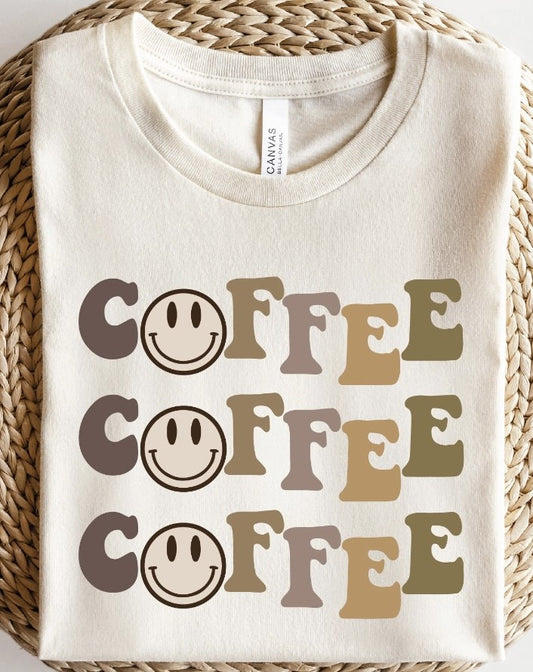 Coffee With Smiley Face (Stacked) Tee