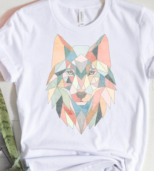 Geometric Wolf Tee