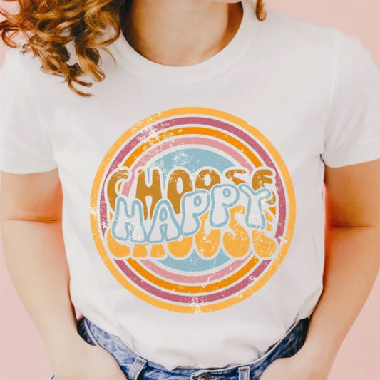 Choose Happy In Colorful Circle T-Shirt or Crew Sweatshirt