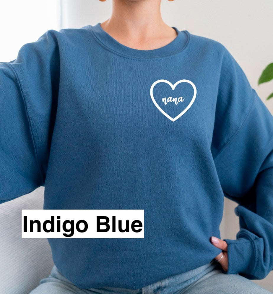 Custom Name Pocket Heart Crew Sweatshirt