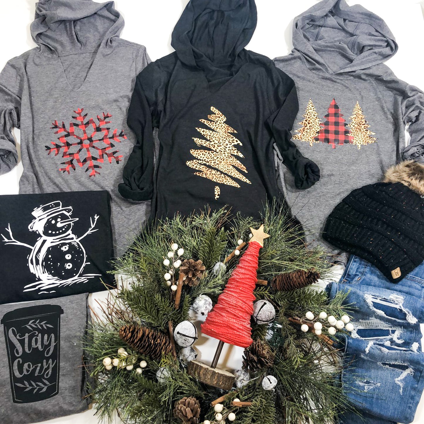 Buffalo Plaid Snowflake Lightweight Hoodie