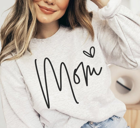 Mom With Heart T-Shirt or Crew Sweatshirt