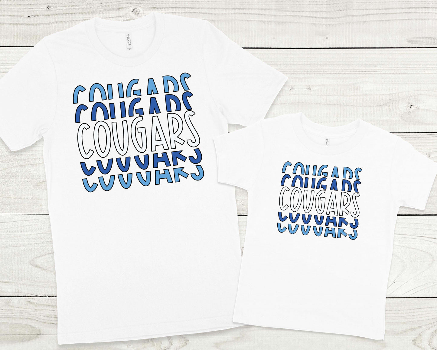 Monticello Cougars Stacked Design: Tees, Crews, & Hoodies: Youth & Adult Sizes