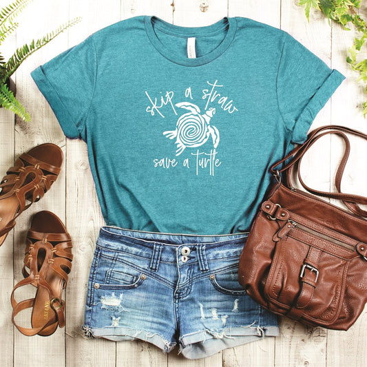Skip A Straw Save A Turtle Tee