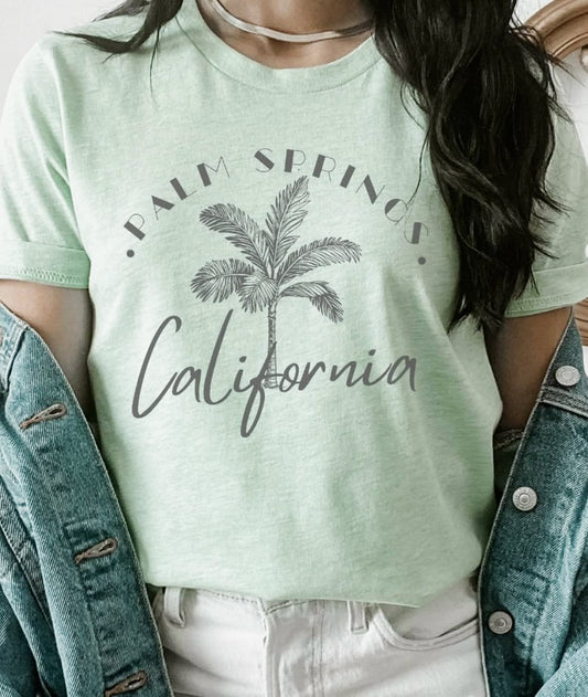 Palm Springs California With Palm Tree T-Shirt or Crew Sweatshirt