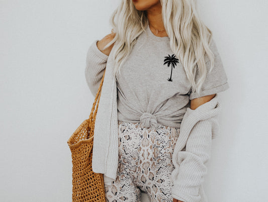 Palm Tree Pocket Logo T-Shirt or Crew Sweatshirt