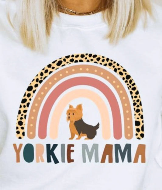 Yorkie Mama Rainbow T-Shirt or Crew Sweatshirt