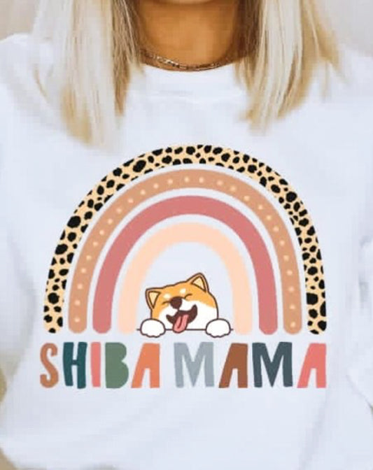 Shiba Mama Rainbow T-Shirt or Crew Sweatshirt