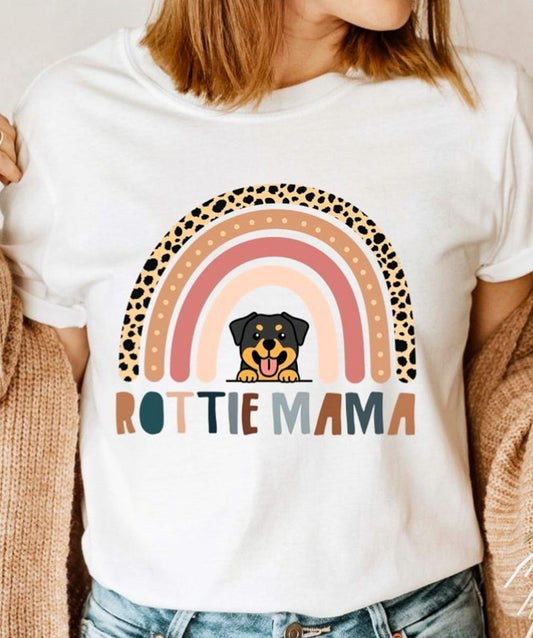 Rottie Mama Rainbow T-Shirt or Crew Sweatshirt