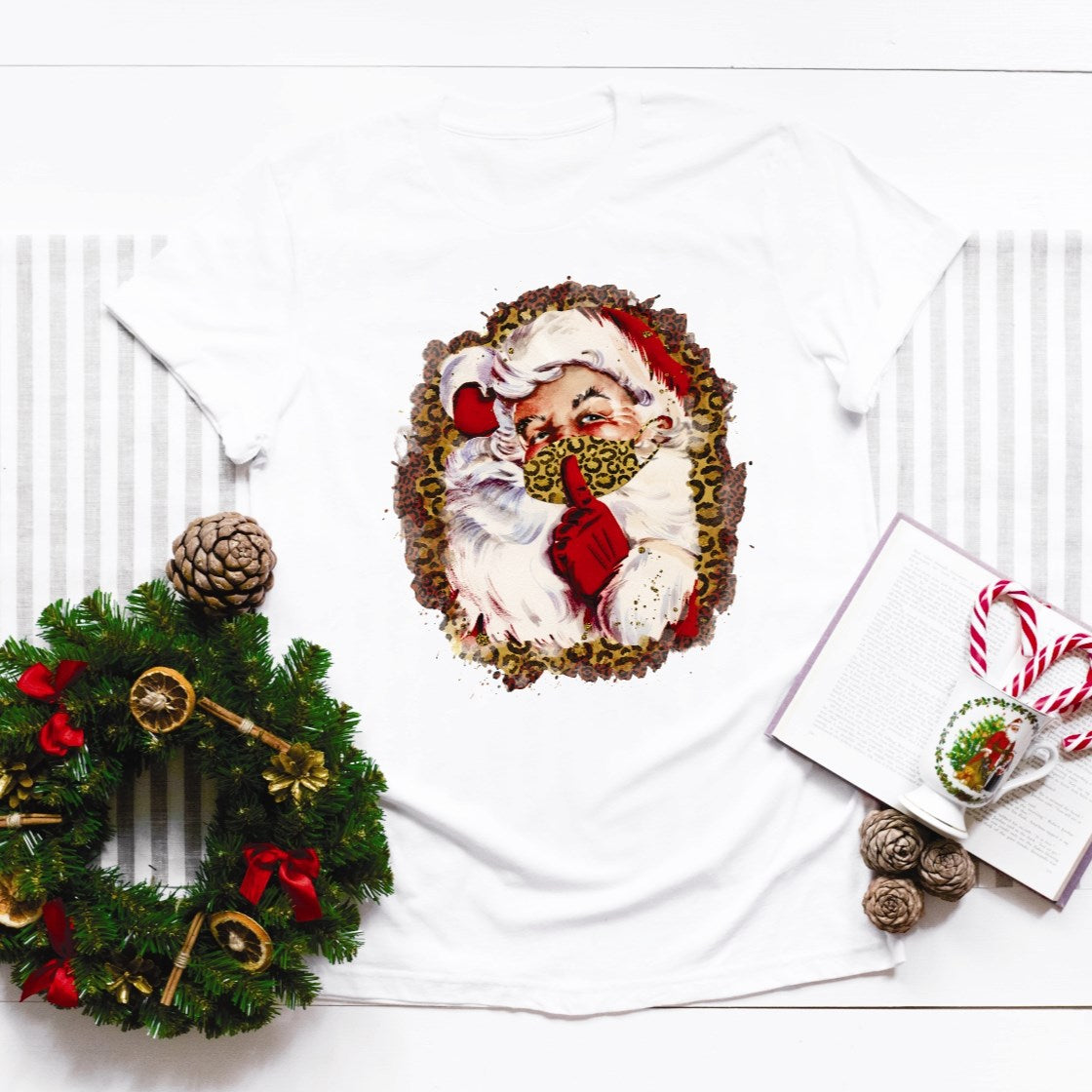 Santa With Cheetah Mask Tee