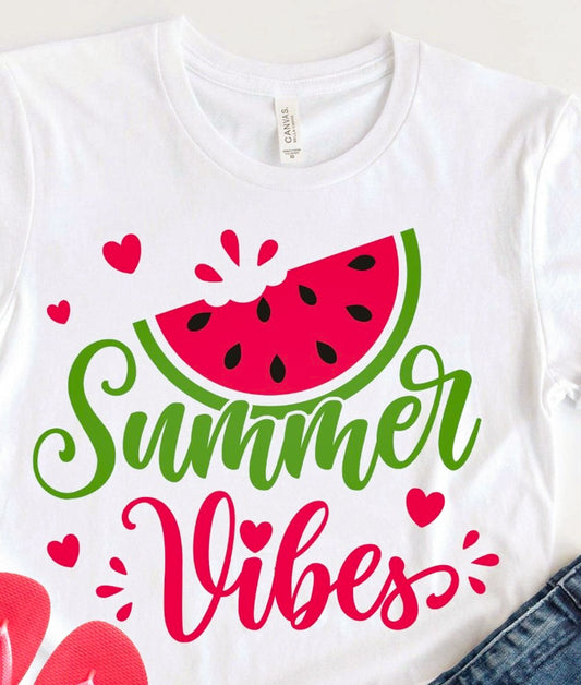 Summer Vibes Watermelon T-Shirt or Crew Sweatshirt