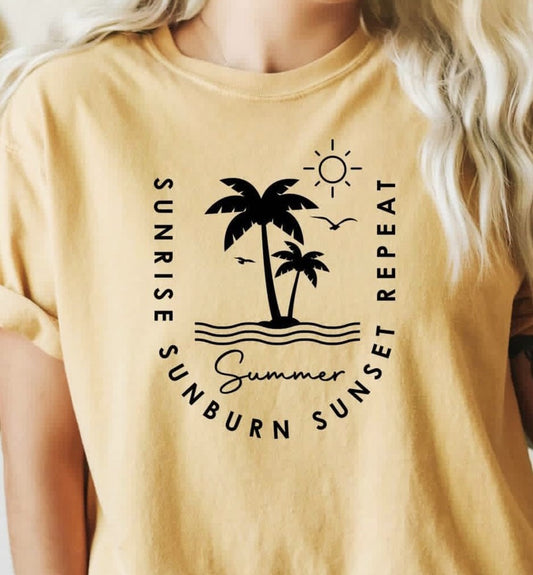 Summer: Sunrise Sunburn Sunset Repeat T-Shirt or Crew Sweatshirt