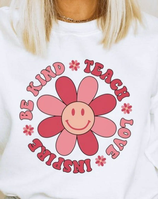 Be Kind Teach Love Inspire Flower (Pink) Tee