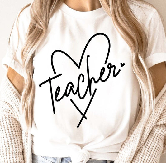 Teacher With Heart T-Shirt or Crew Sweatshirt