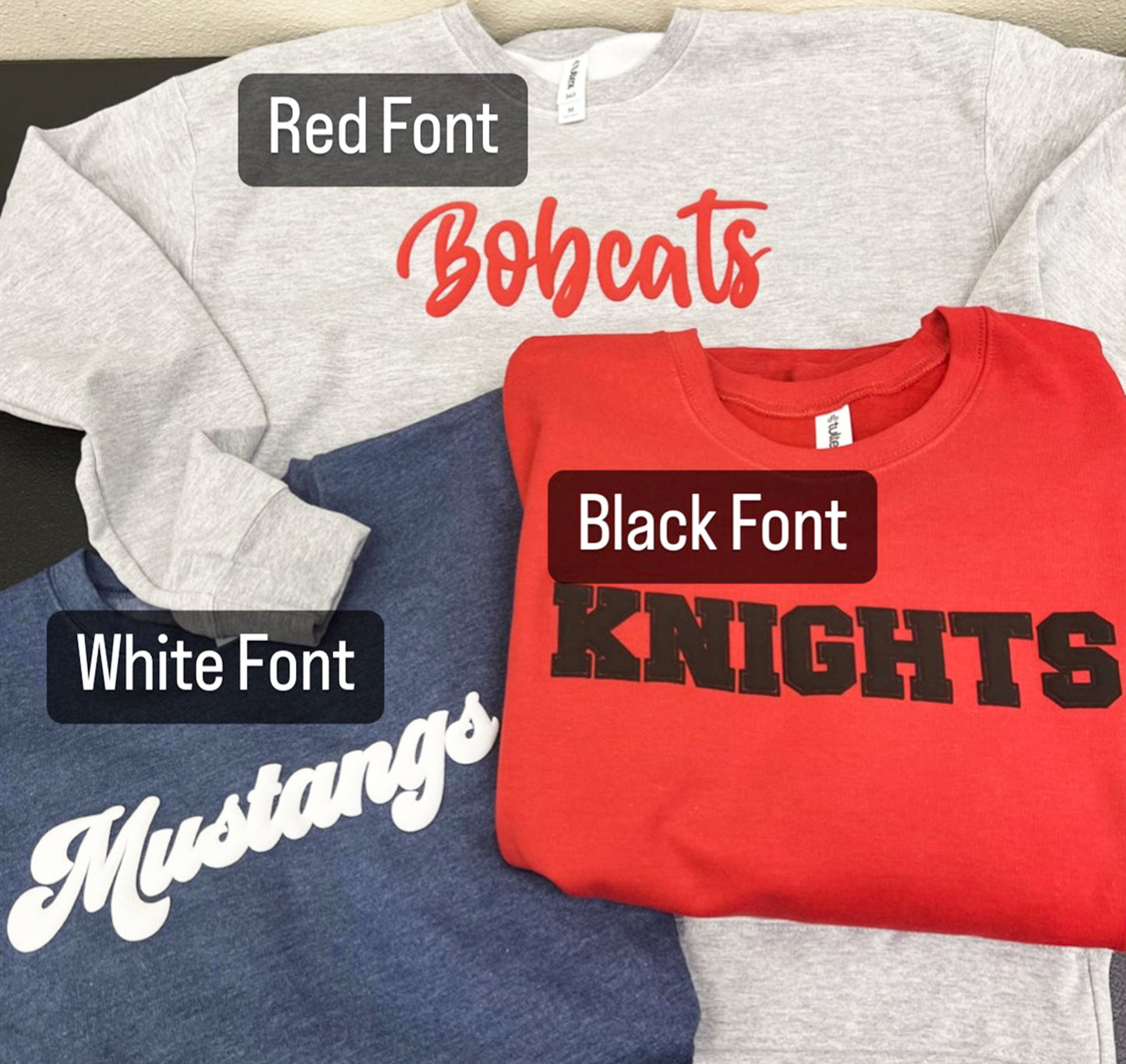 Custom Team Puff Print Crew Sweatshirts