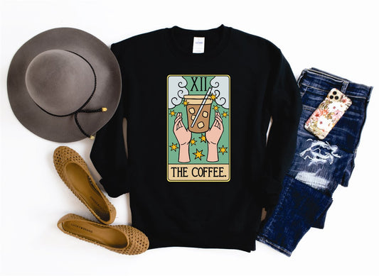 The Coffee Tarot Card (Color Print) Crew Sweatshirt