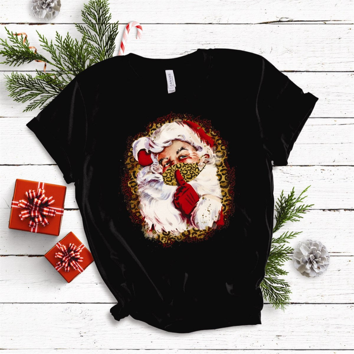 Santa With Cheetah Mask Tee