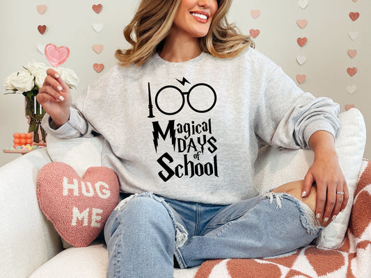 100 Magical Days Of School Crew Sweatshirt