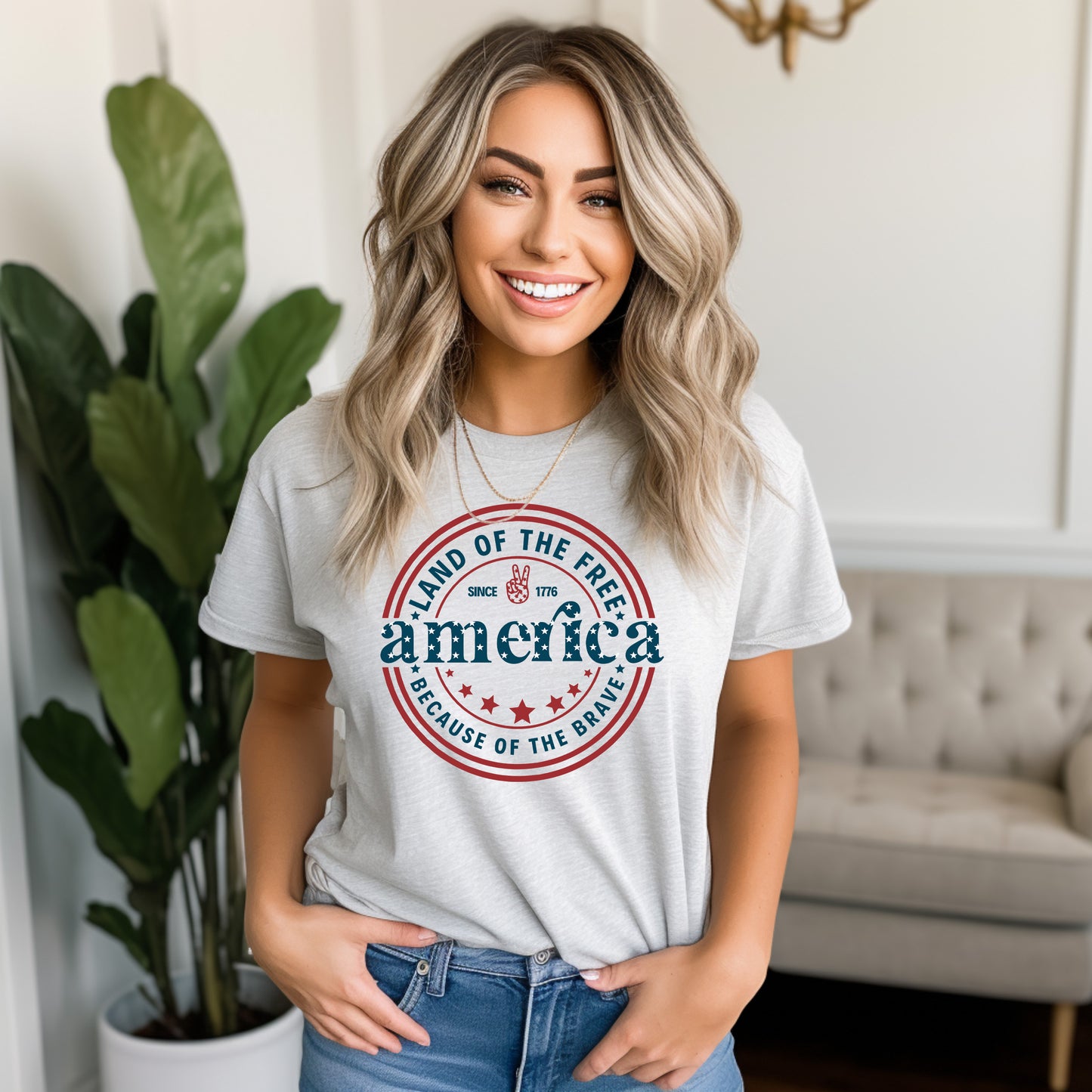 America: Land of The Free Because Of The Brave T-Shirt or Crew Sweatshirt