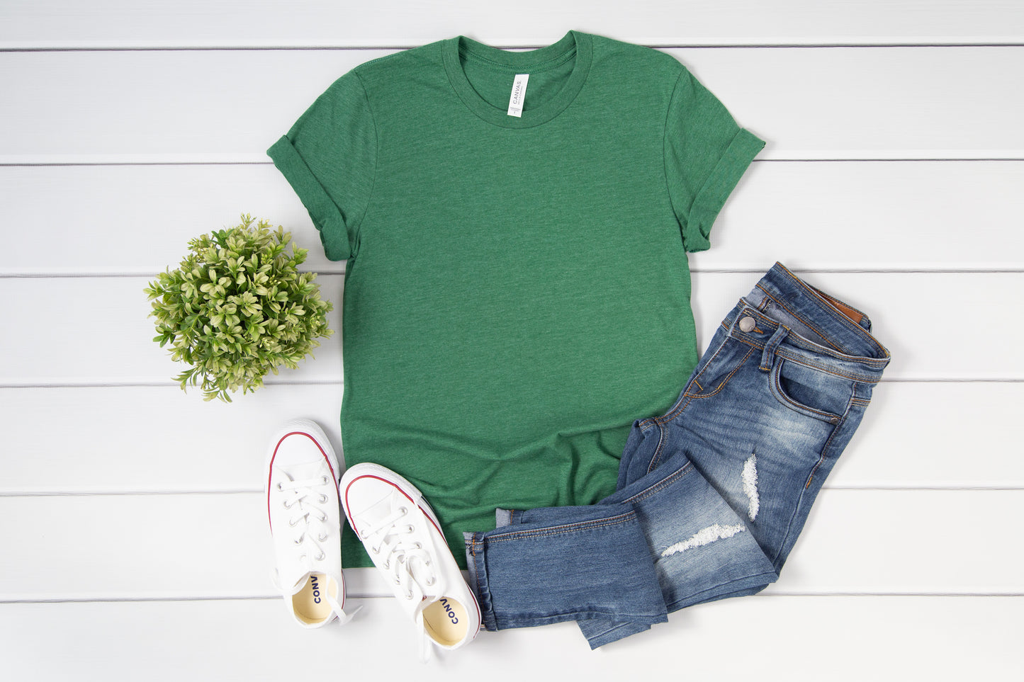 Heather Grass Green Bella + Canvas Unisex Tee