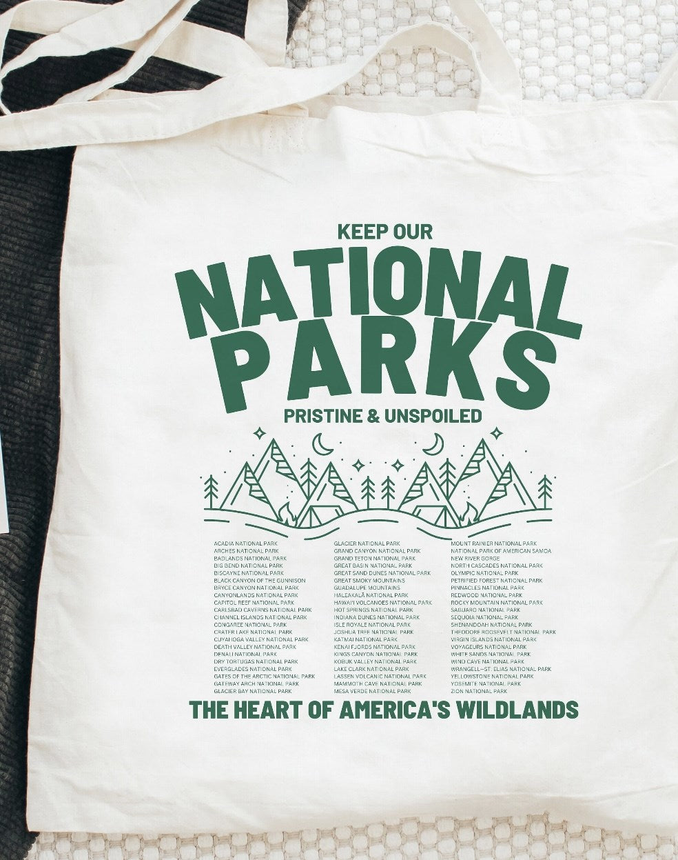 Keep Our National Parks Pristine & Unspoiled Canvas Bag