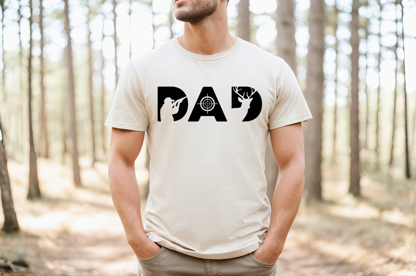 Dad With Hunting Cutouts T-Shirt or Crew Sweatshirt