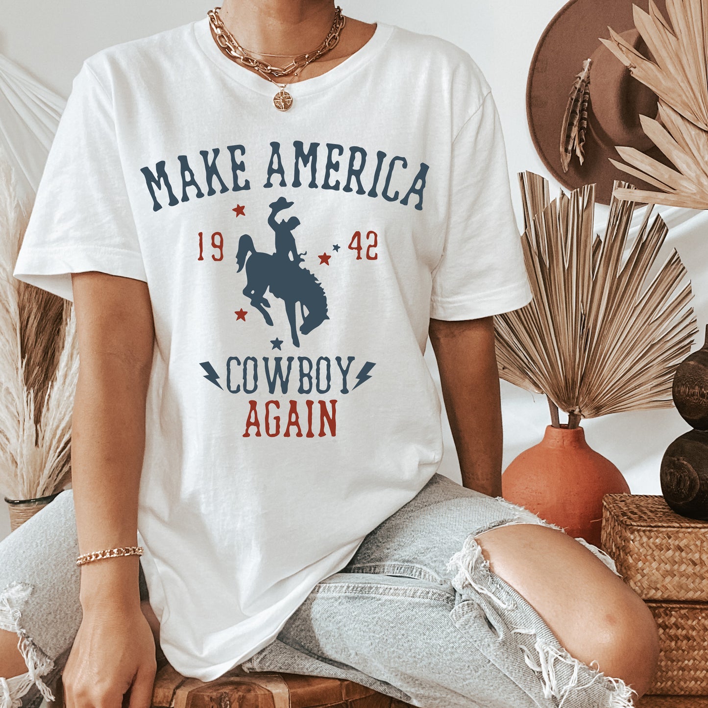 *Make America Cowboy Again T-Shirt or Crew Sweatshirt