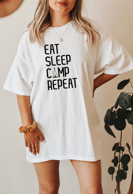 Eat Sleep Camp Repeat T-Shirt or Crew Sweatshirt