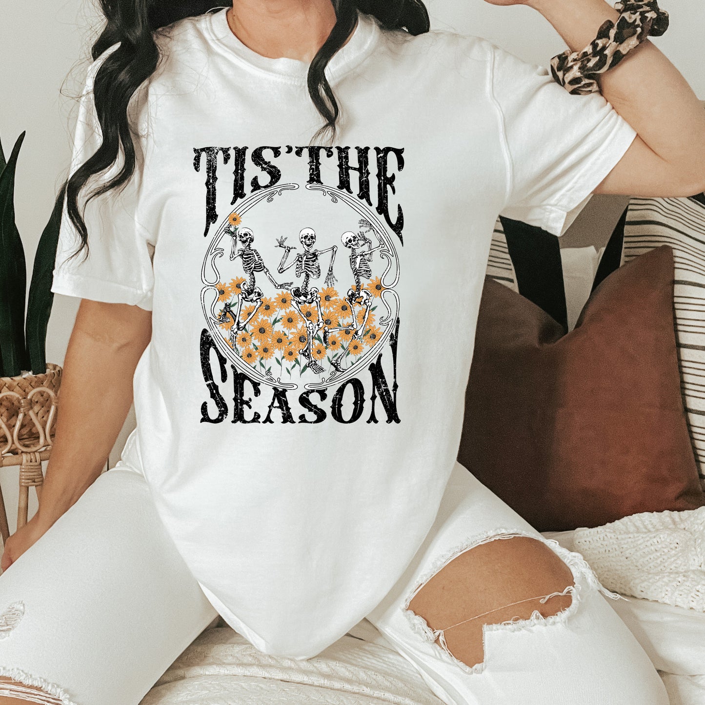 *Tis The Season Skeletons & Sunflowers T-Shirt or Crew Sweatshirt