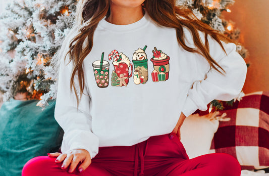 4 Christmas Coffees Crew Sweatshirt