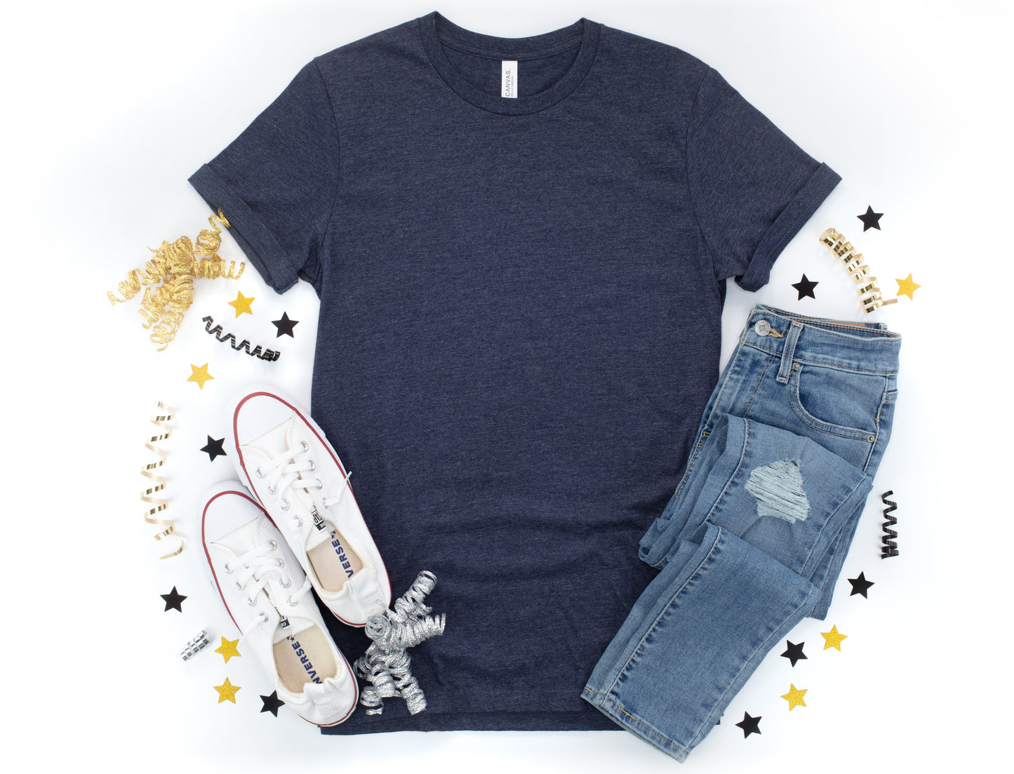 Heather Midnight Blue Bella + Canvas Unisex Tee