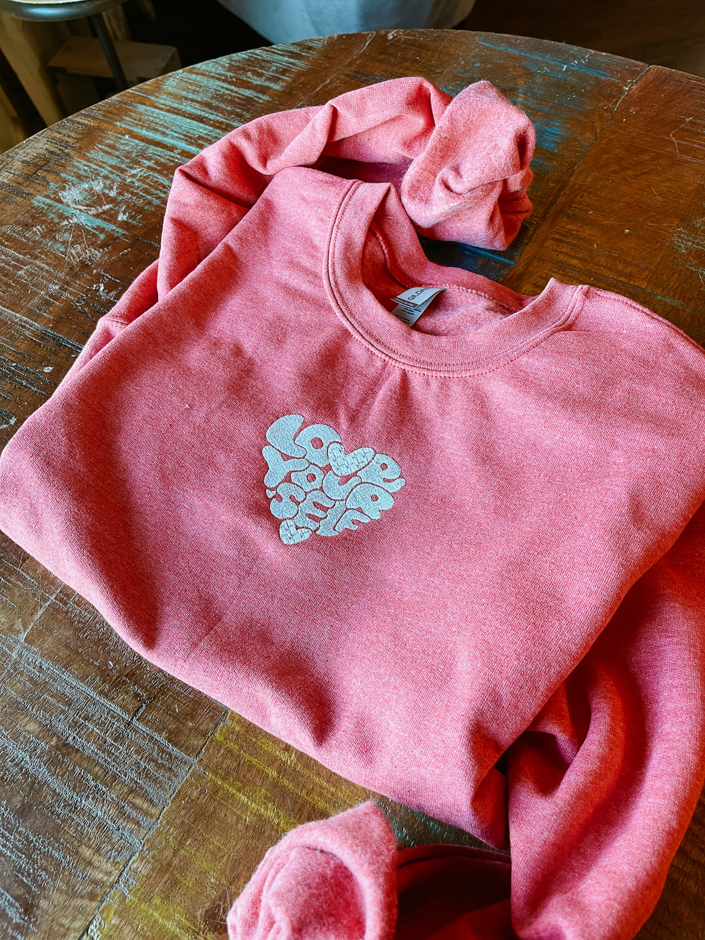 Love Yourself Embroidered Crew Sweatshirt