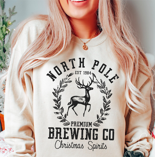 North Pole Premium Brewing Co Christmas Spirits Crew Sweatshirt