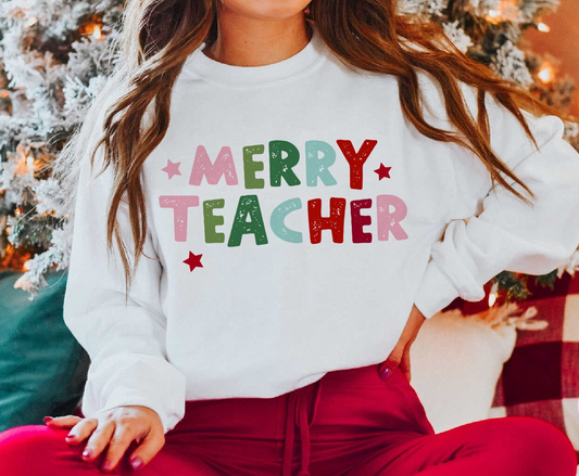 Merry Teacher Crew Sweatshirt