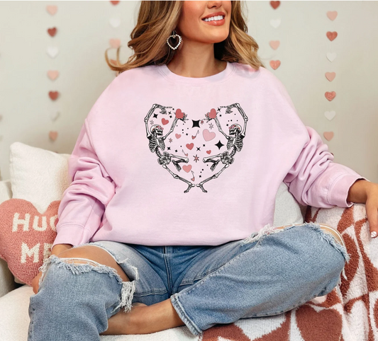 Dancing Skeletons Heart Crew Sweatshirt