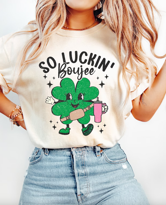So Luckin' Boujee Clover With Stanley Cup & Crossbody Bag Tee