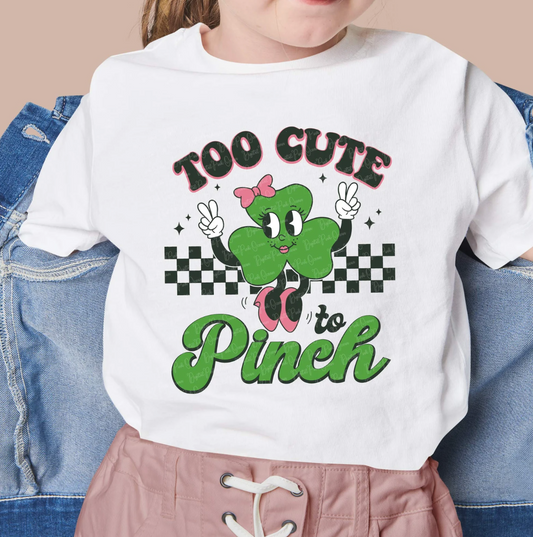 Too Cute To Pinch Clover With Bow Tee
