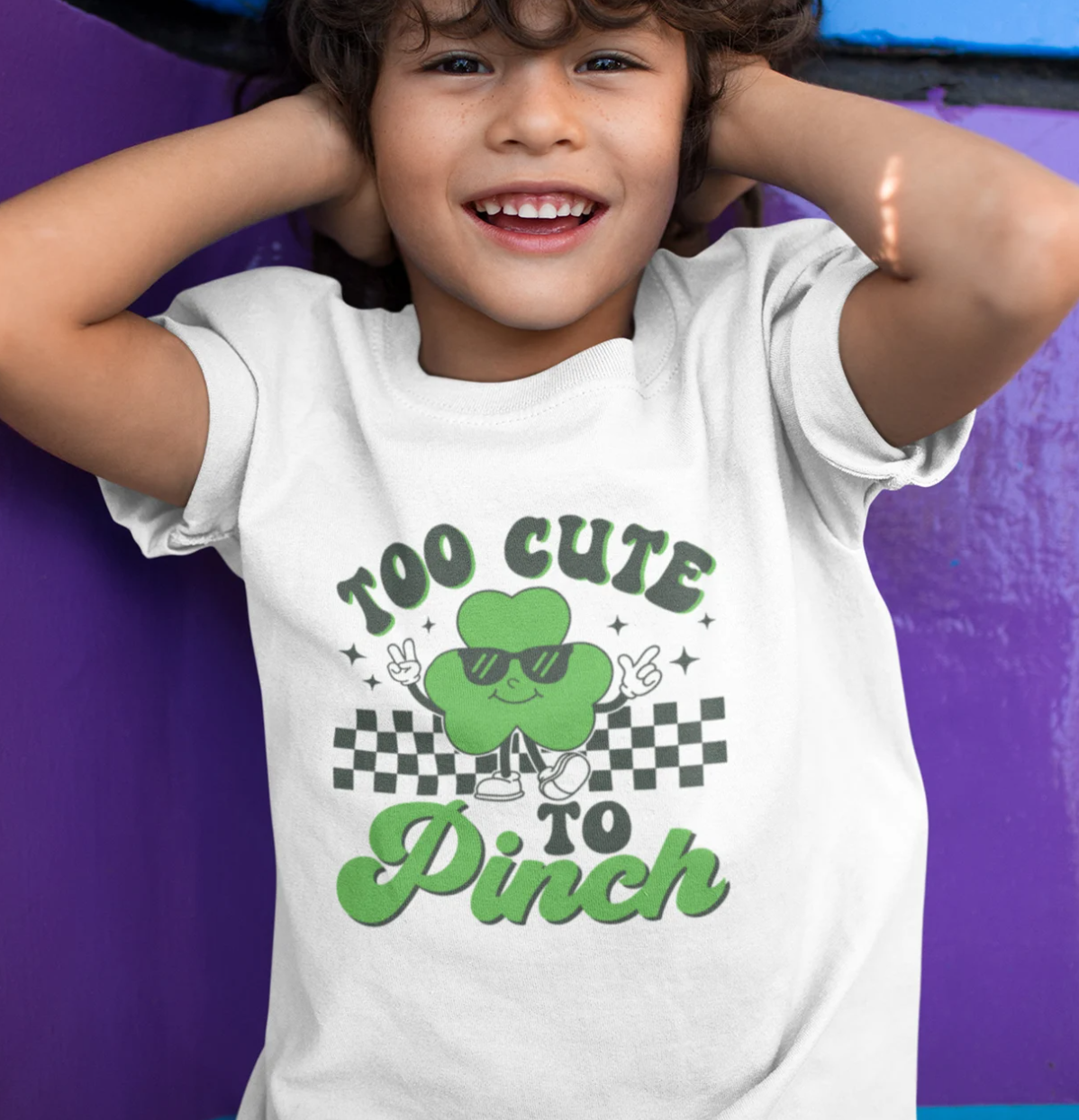 Too Cute To Pinch Clover With Sunglasses Tee