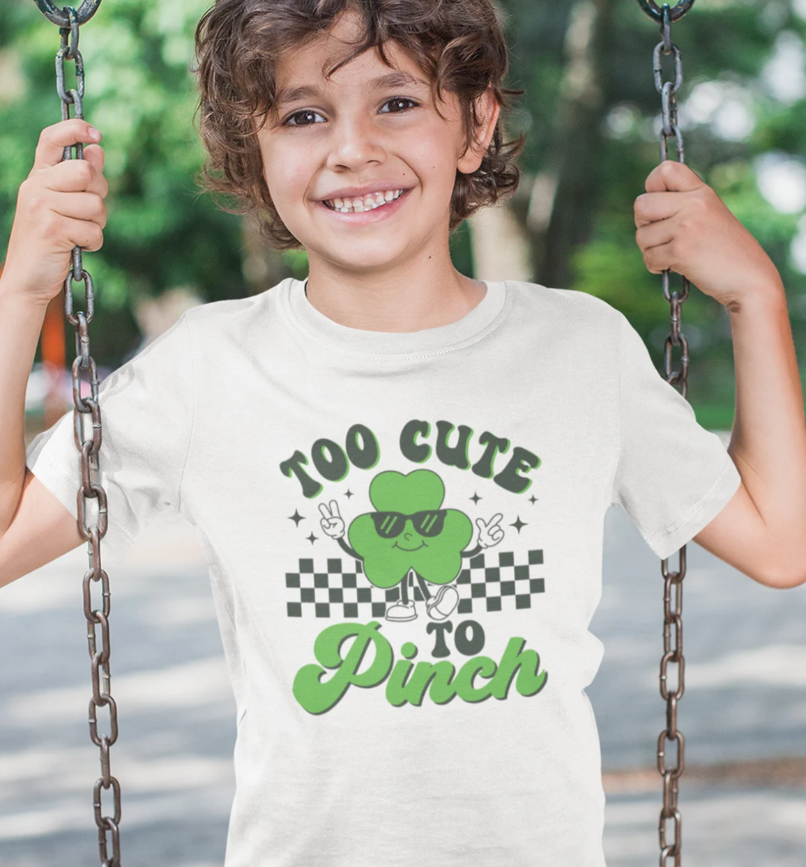 Too Cute To Pinch Clover With Sunglasses Tee