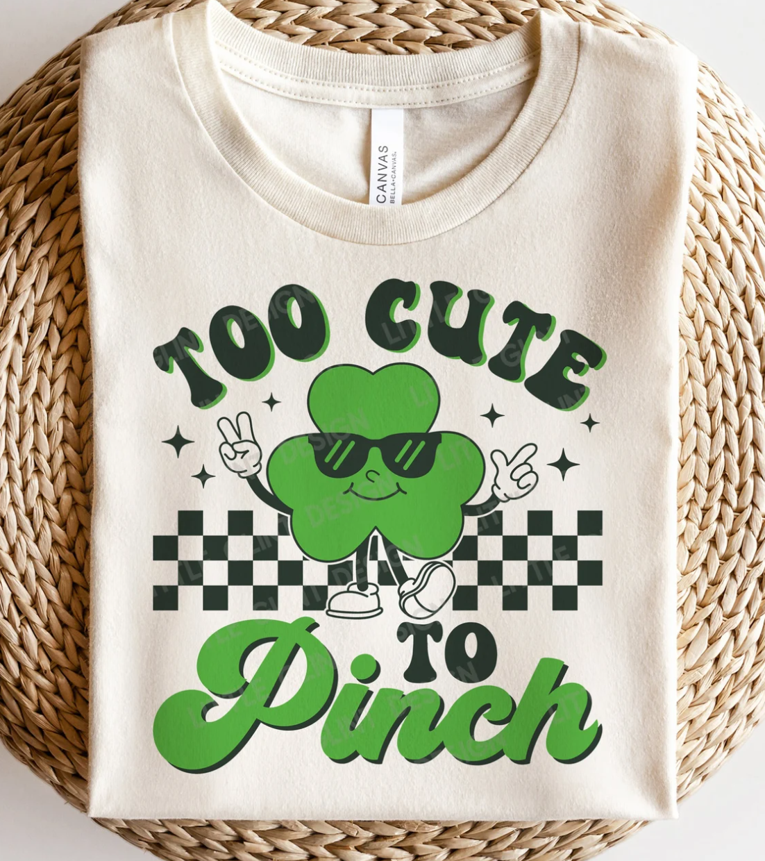 Too Cute To Pinch Clover With Sunglasses Tee