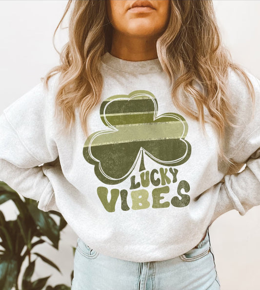 Lucky Vibes With Shamrock Crew Sweatshirt
