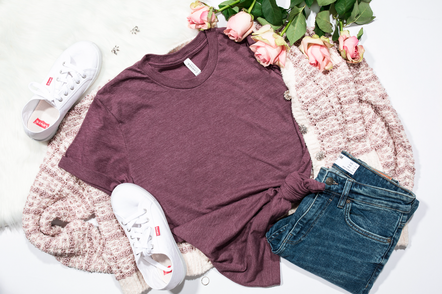 Heather Maroon Bella + Canvas Unisex Tee