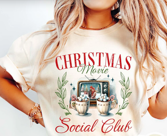 Christmas Movie Social Club T-Shirt or Crew Sweatshirt