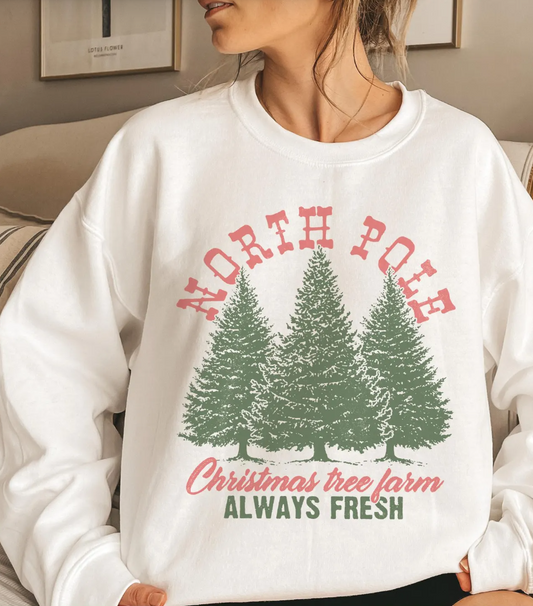 North Pole Christmas Tree Farm T-Shirt or Crew Sweatshirt