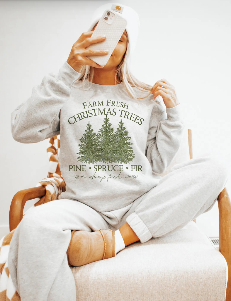 Farm Fresh Christmas Trees T-Shirt or Crew Sweatshirt